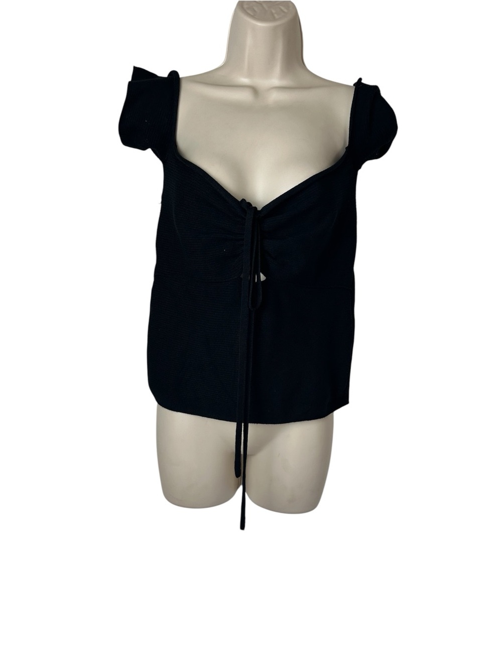 Express Black Ribbed Bodycon Top